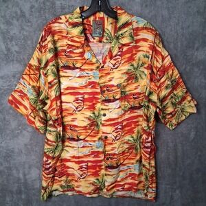Pineapple Connection Button Up Shirt Men Size XL Hawaiian Style 100%‎ Rayon